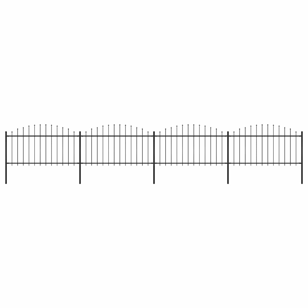 vidaXL Gartenzaun mit Speerspitze Stahl 714,5 x 150 cm Schwarz