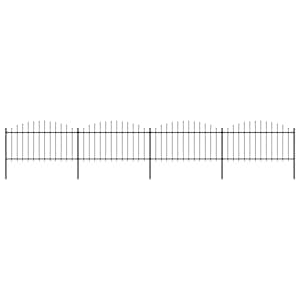 Vrtna ograja s suličastim vrhom jeklo 714,5 x 150 cm črna