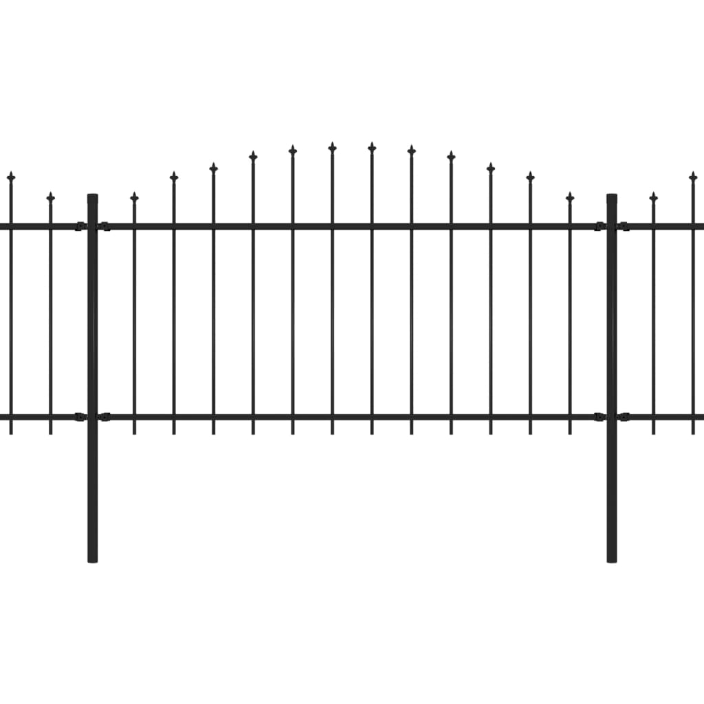 vidaXL fekete lándzsahegy tetejű acélkerítés (1,25-1,5) x 6,8 m