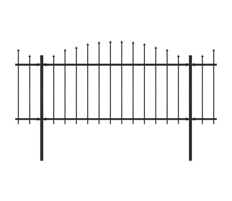 vidaXL Hagegjerde med spydtopp stål (1,25-1,5)x6,8 m svart