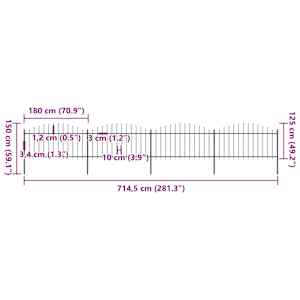 Zahradní plot s kopím nahoře ocelový 714,5 x 150 cm černý - obrázek 5
