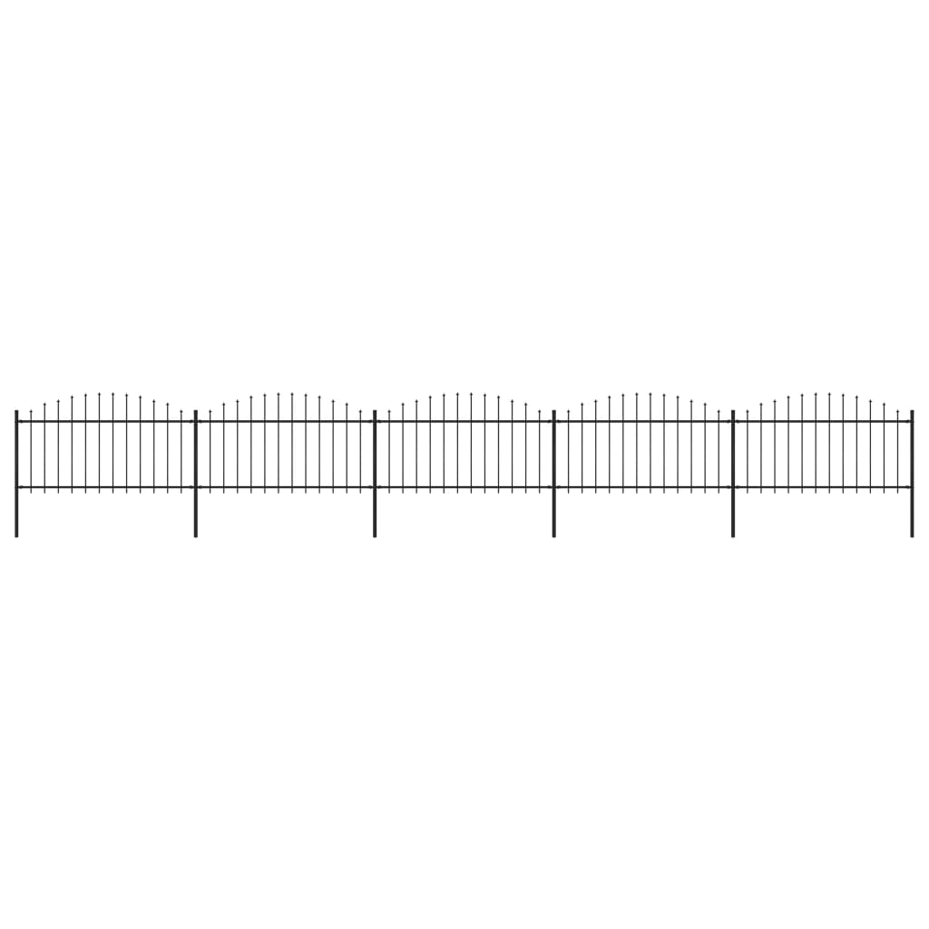 vidaXL Zahradní plot s hroty ocel (1,25–1,5) x 8,5 m černý