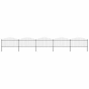Zahradní plot s kopím nahoře ocelový 892,5 x 150 cm černý - obrázek 1
