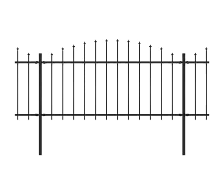 vidaXL Tuinhek met speren bovenkant (1,25-1,5)x8,5 m staal zwart