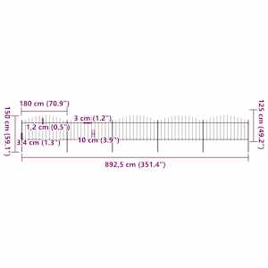 Zahradní plot s kopím nahoře ocelový 892,5 x 150 cm černý - obrázek 5