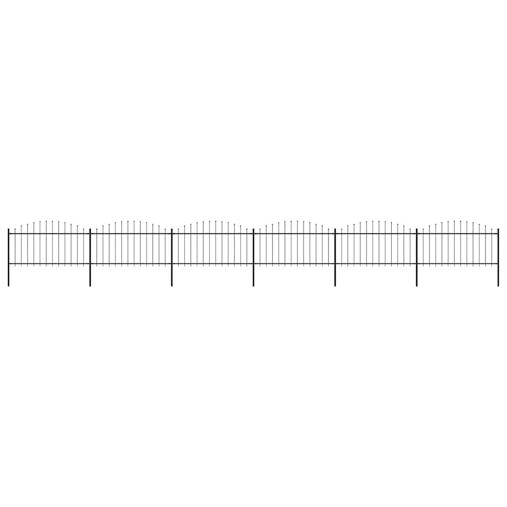 vidaXL Gartenzaun mit Speerspitzen Stahl (1,25 - 1,5) x 10,2 m Schwarz