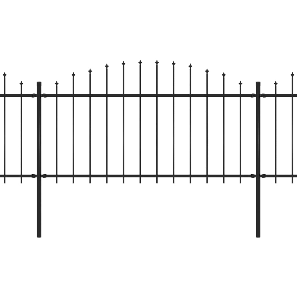 vidaXL Tuinhek met speren bovenkant (1,25-1,5)x11,9 m staal zwart