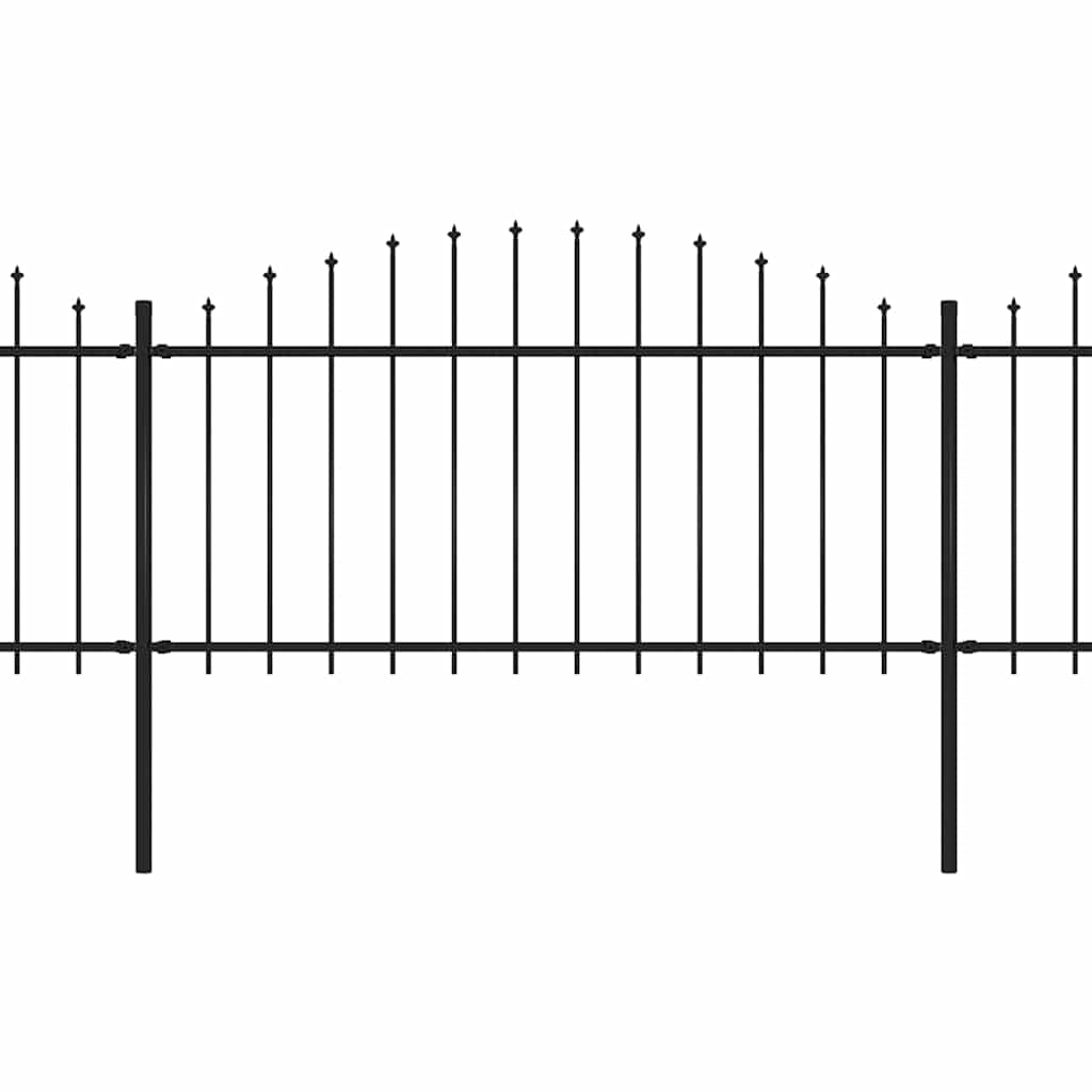 vidaXL fekete acél kerti kerítés lándzsás tetejű 1426 x 150 cm