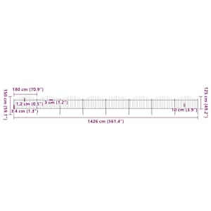 Zahradní plot s kopím nahoře ocelový 1426 x 150 cm černý - obrázek 5