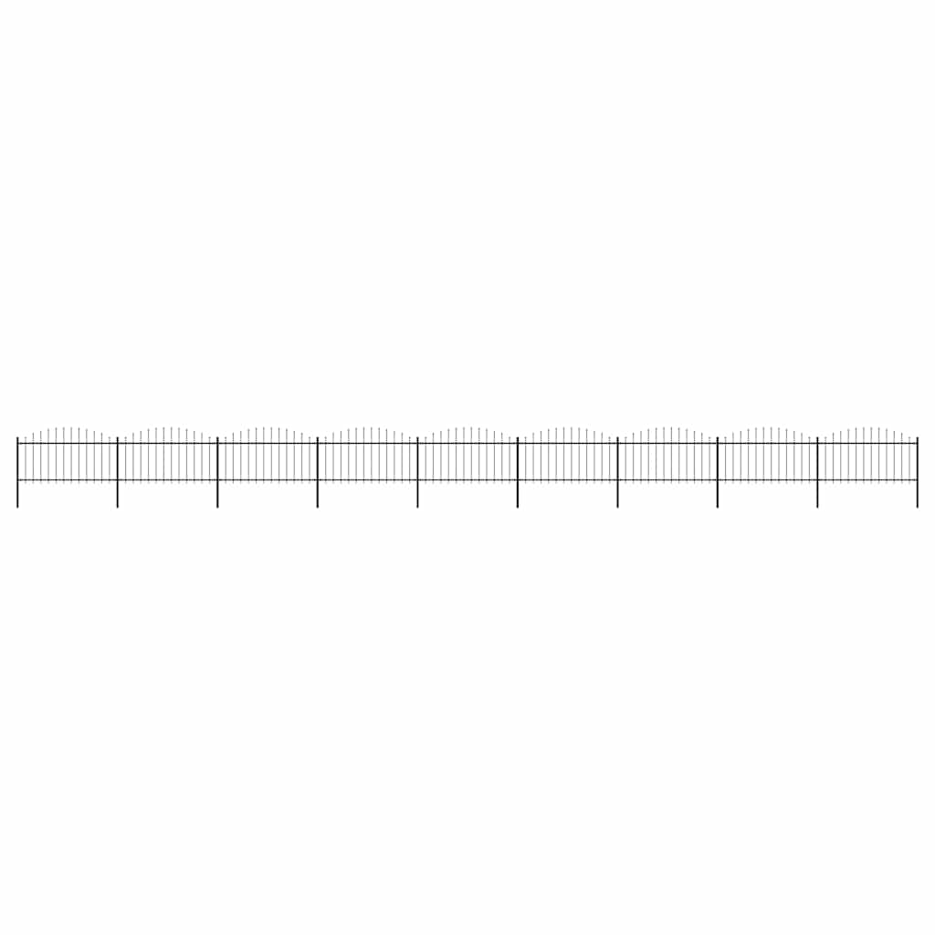 vidaXL Gartenzaun mit Speerspitzen Stahl (1,25 - 1,5) x 15,3 m Schwarz