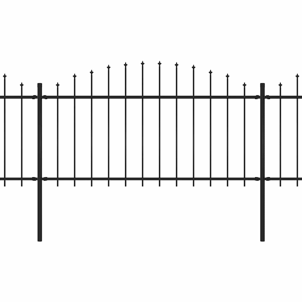 

vidaXL Tuinhek met speren bovenkant (1,25-1,5)x15,3 m staal zwart