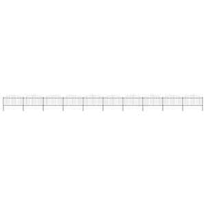 Zahradní plot s kopím nahoře ocelový 1781,5 x 150 cm černý - obrázek 1