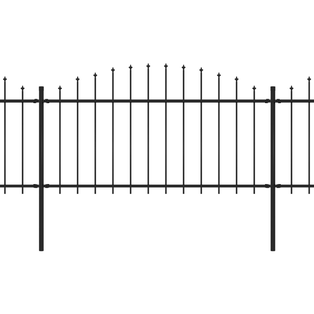 vidaXL Trädgårdsstaket med spjuttopp stål (1,25-1,5)x17 m svart