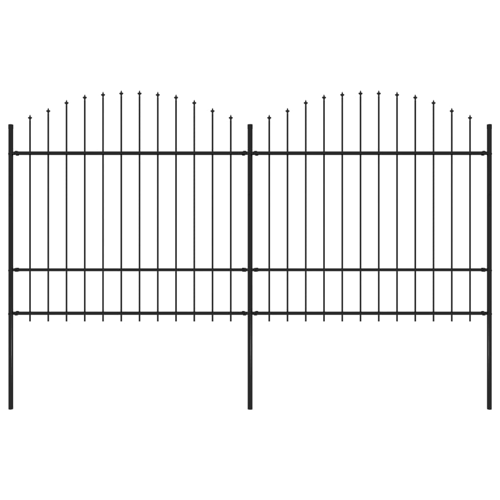 vidaXL Puutarha-aita keihäskärjillä teräs (1,5-1,75)x3,4 m musta