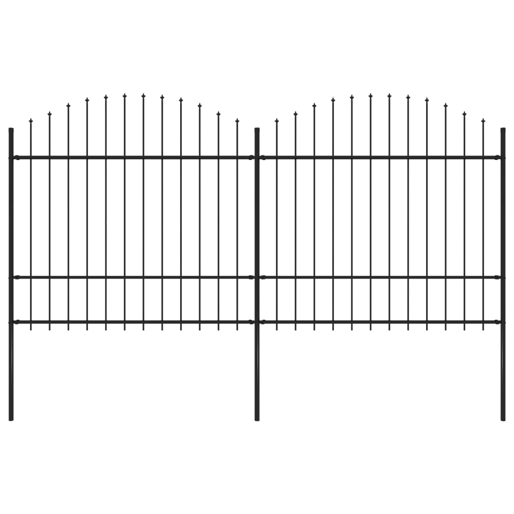 vidaXL Zahradní plot s hroty ocel (1,5–1,75) x 3,4 m černý