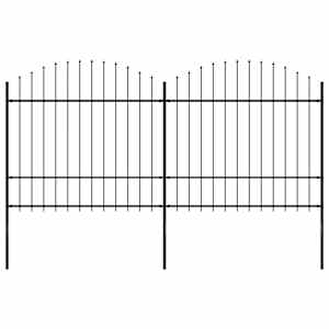 Zahradní plot s kopím nahoře ocelový 359 x 175 cm černý - obrázek 1
