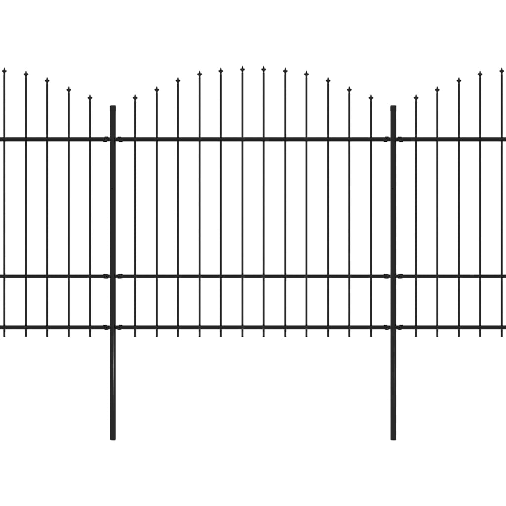 vidaXL Градинска ограда с пики, стомана, (1,5-1,75)x3,4 м, черна