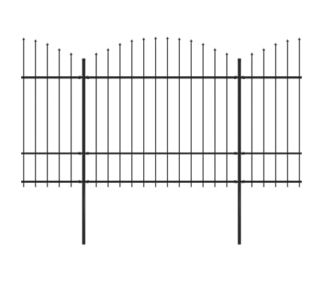 vidaXL Градинска ограда с пики, стомана, (1,5-1,75)x3,4 м, черна