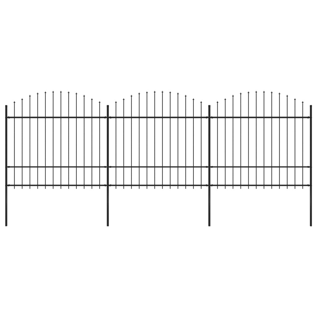 vidaXL Gard de grădină cu vârf suliță, negru, 5,1 m, oțel 51