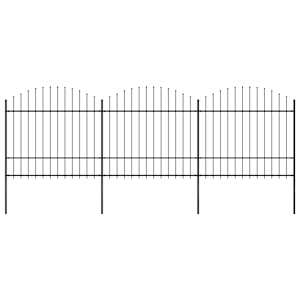 Zahradní plot s kopím nahoře ocelový 537 x 175 cm černý - obrázek 1