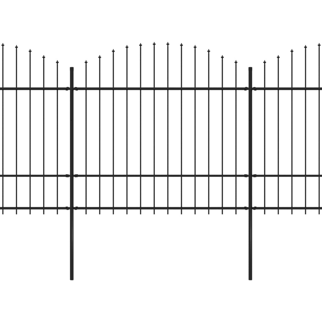 vidaXL Puutarha-aita keihäskärjillä teräs (1,5-1,75)x5,1 m musta