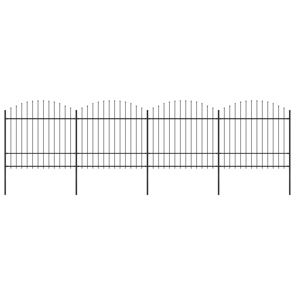 vidaXL Zahradní plot s hroty ocel (1,5–1,75) x 6,8 m černý