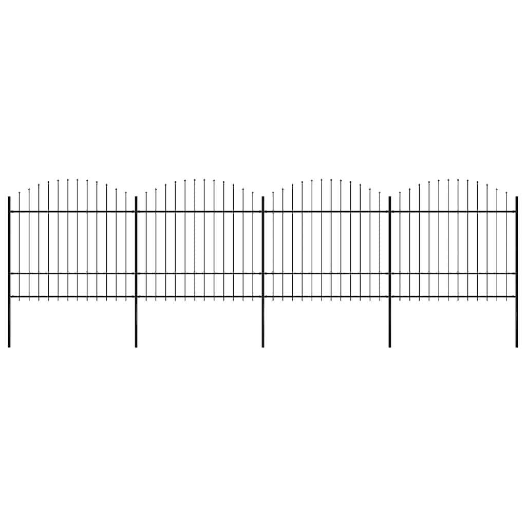 vidaXL Zahradní plot s kopím nahoře ocelový 714,5 x 175 cm černý