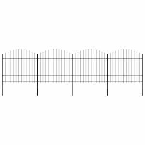 Vrtna ograja s suličastim vrhom jeklo 714,5 x 175 cm črna