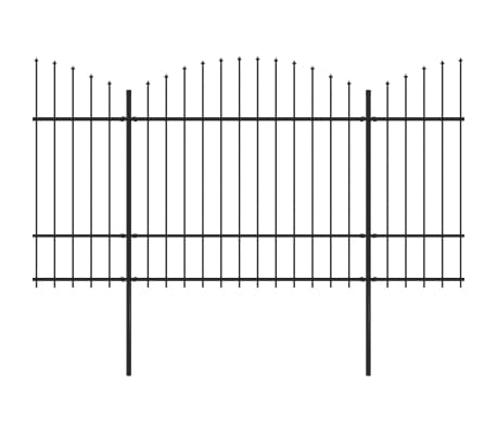 vidaXL Hagegjerde med spydtopp stål (1,5-1,75)x6,8 m svart
