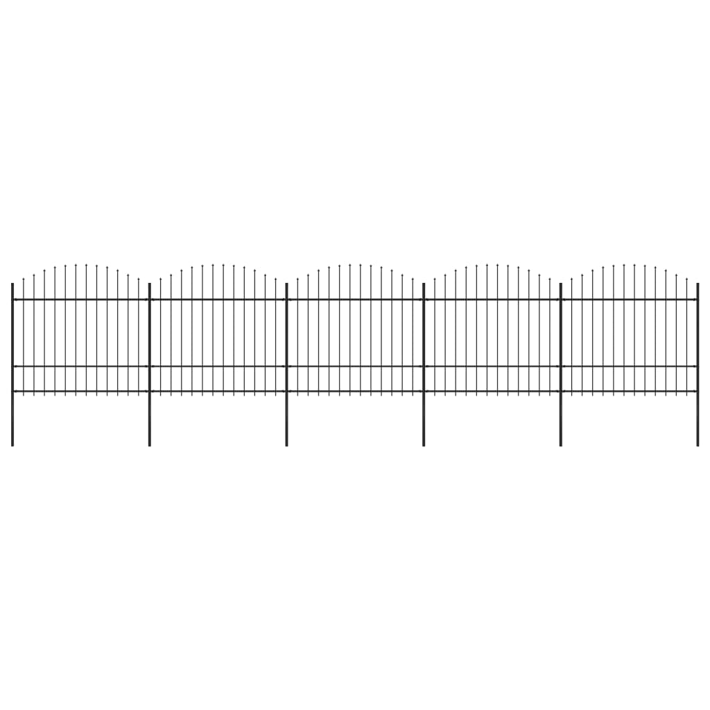 vidaXL Puutarha-aita keihäskärjillä teräs (1,5-1,75)x8,5 m musta