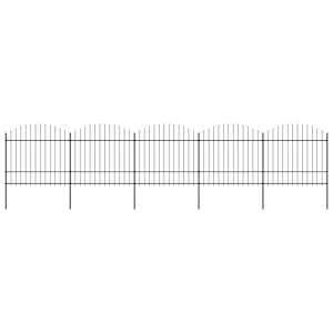 Vrtna ograja s suličastim vrhom jeklo 892,5 x 175 cm črna