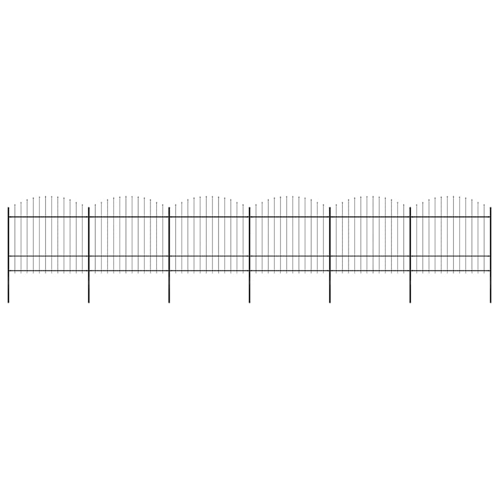 vidaXL Zahradní plot s kopím nahoře ocelový 1070 x 175 cm černý