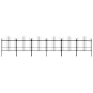 Zahradní plot s kopím nahoře ocelový 1070 x 175 cm černý - obrázek 1