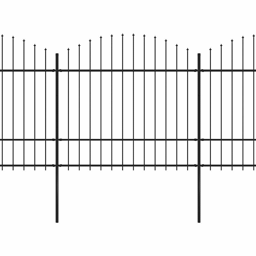 vidaXL fekete acélkerítés lándzsás tetejű szegéllyel 1070 x 175 cm