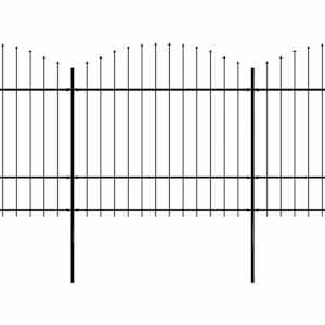 Zahradní plot s kopím nahoře ocelový 1070 x 175 cm černý - obrázek 2