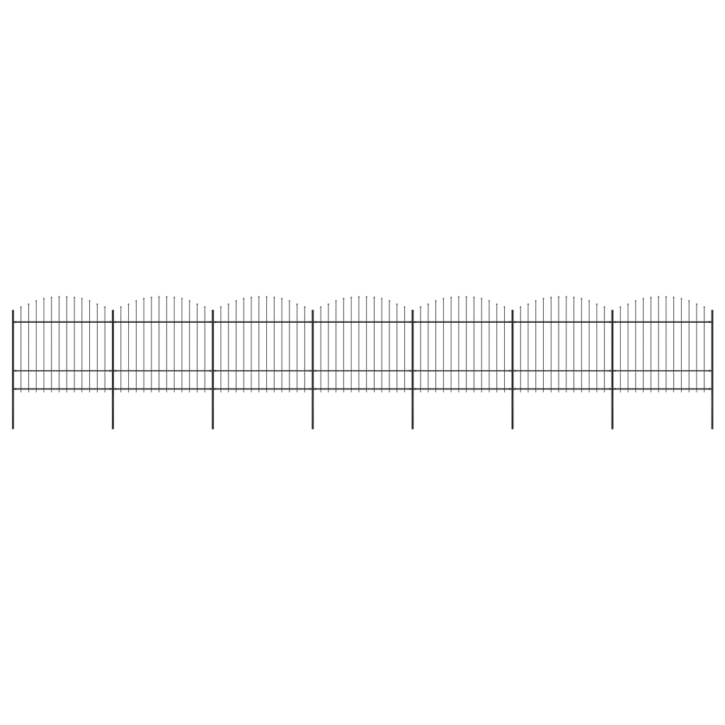 vidaXL Zahradní plot s hroty ocel (1,5–1,75) x 11,9 m černý