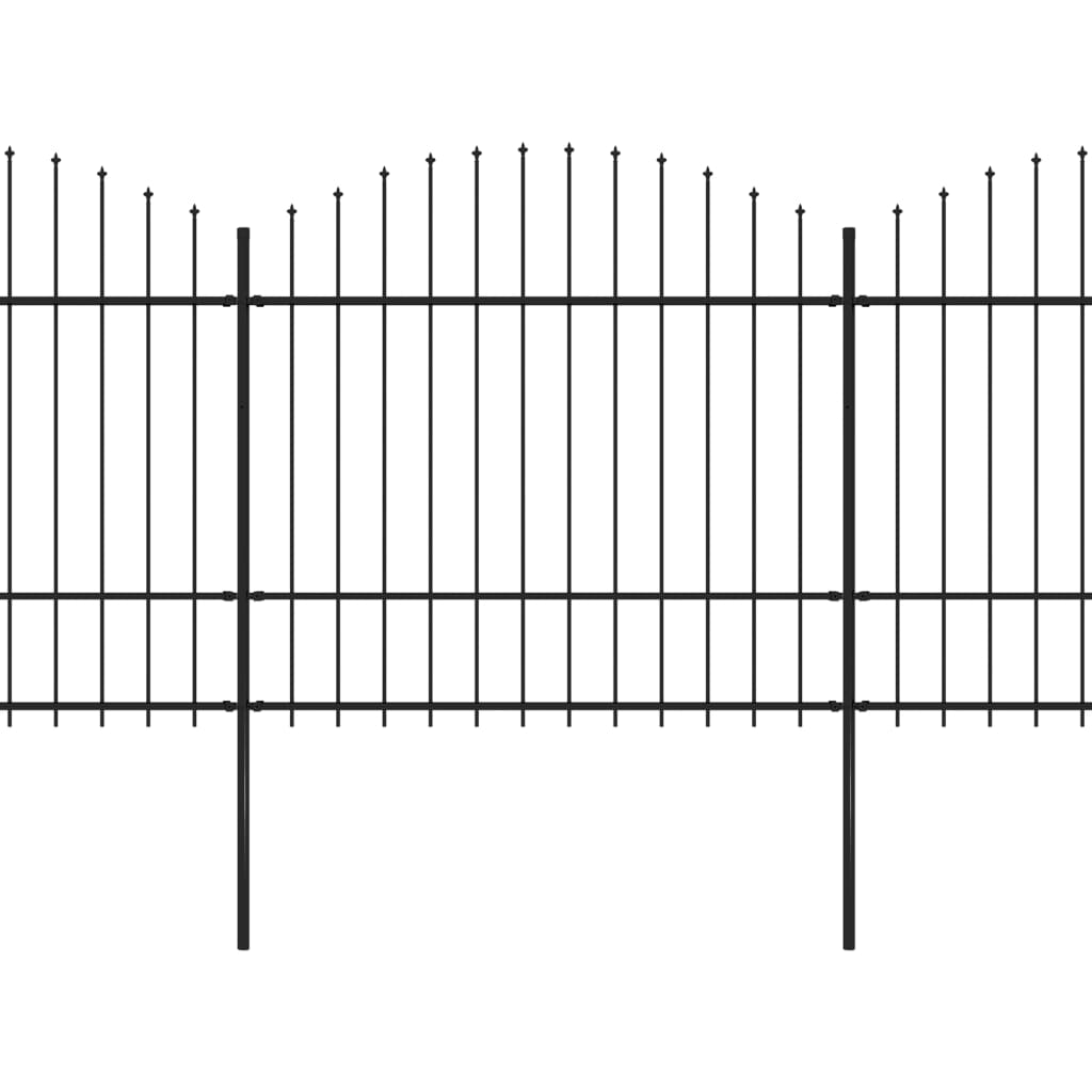 vidaXL Garden Fence with Spear Top Steel (1.5-1.75)x11.9 m Black