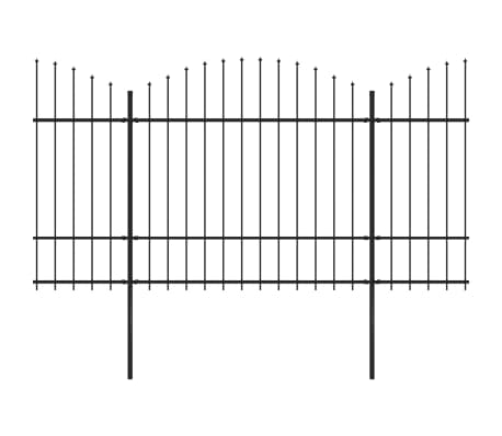 vidaXL Hagegjerde med spydtopp stål (1,5-1,75)x11,9 m svart