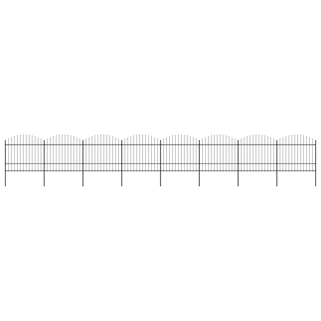 vidaXL Gard de grădină cu vârf suliță negru (1,5-1,75)x13,6 m oțel vidaXL