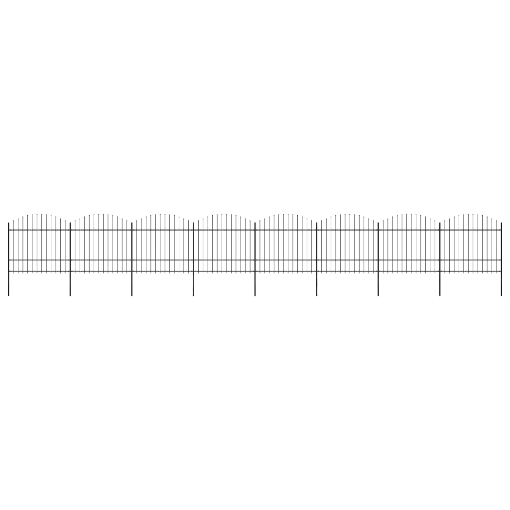 vidaXL Zahradní plot s hroty ocel (1,5–1,75) x 13,6 m černý