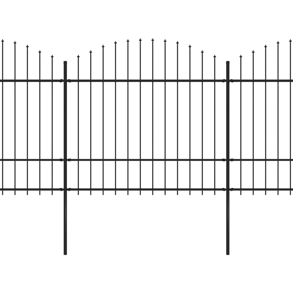 vidaXL Tuinhek met speren bovenkant (1,5-1,75)x13,6 m staal zwart afbeelding
