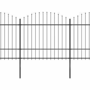 Zahradní plot s kopím nahoře ocelový 1426 x 175 cm černý - obrázek 2