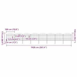 Zahradní plot s kopím nahoře ocelový 1426 x 175 cm černý - obrázek 5