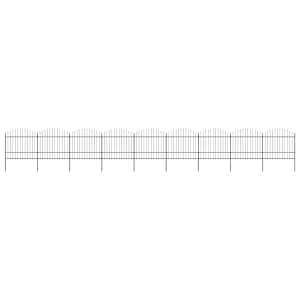 Zahradní plot s kopím nahoře ocelový 1603,5 x 175 cm černý - obrázek 1
