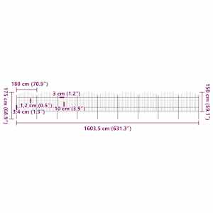 Zahradní plot s kopím nahoře ocelový 1603,5 x 175 cm černý - obrázek 5