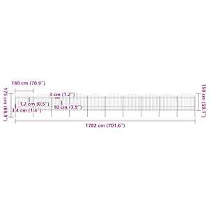 Zahradní plot s kopím nahoře ocelový 1781,5 x 175 cm černý - obrázek 5