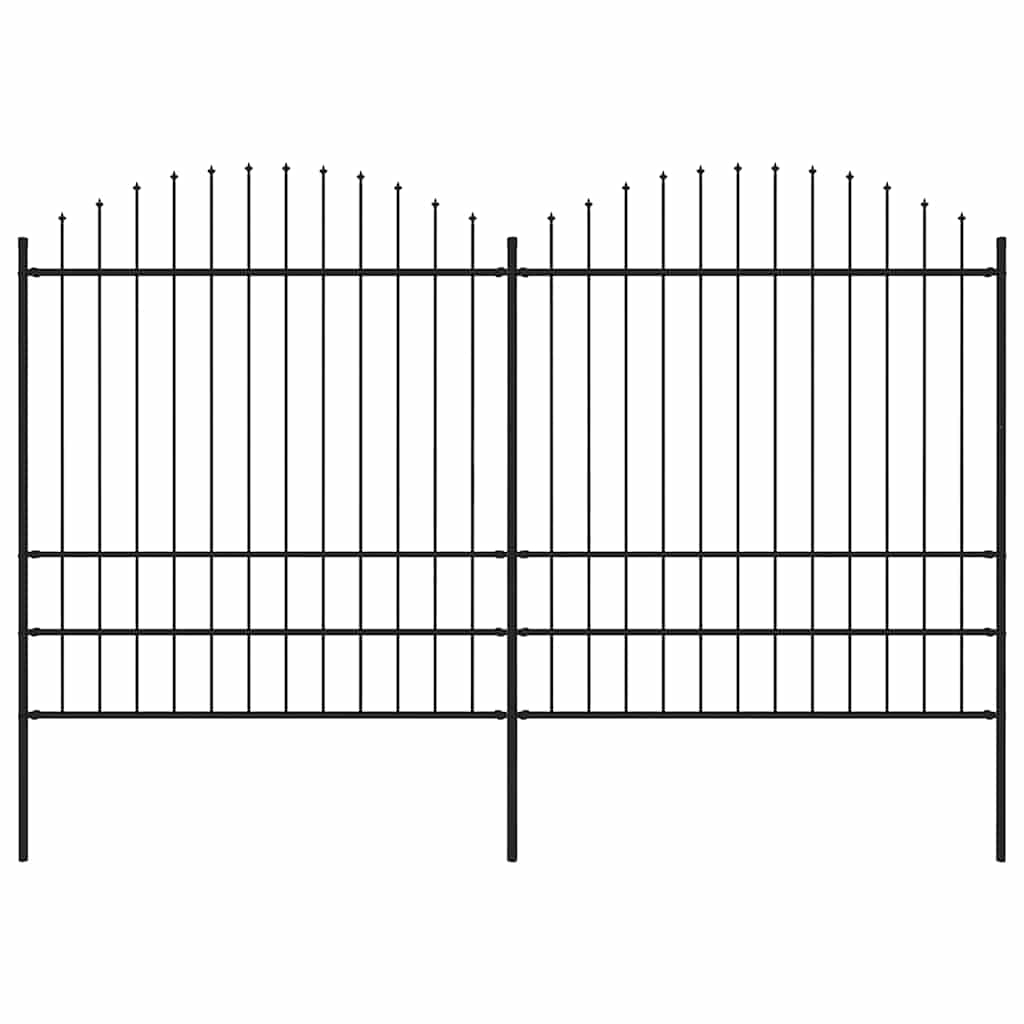 vidaXL Gartenzaun mit Speerspitzen Stahl (1,75 - 2) x 3,4 m Schwarz