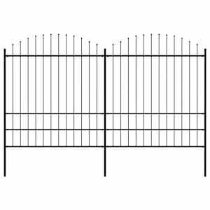 Zahradní plot s kopím nahoře ocelový 359 x 200 cm černý - obrázek 1