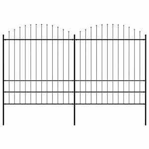 Vrtna ograja s suličastim vrhom jeklo 359x200 cm črna