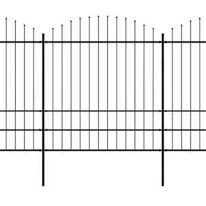 Zahradní plot s kopím nahoře ocelový 359 x 200 cm černý - obrázek 2